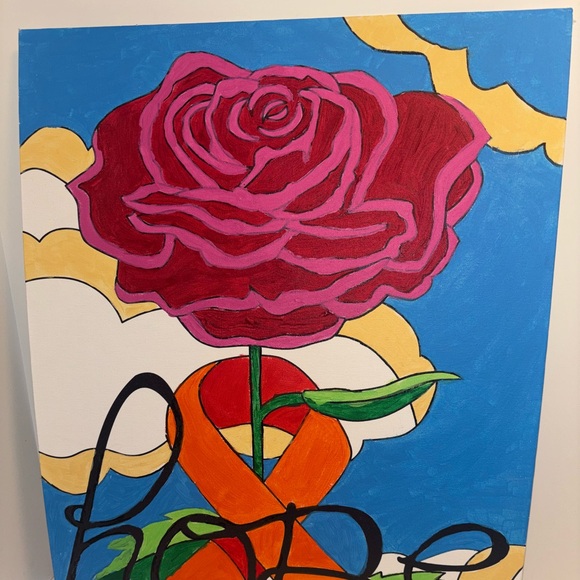 Vibrant Rose Art Canvas Local Unsigned Artist Cancer Patient